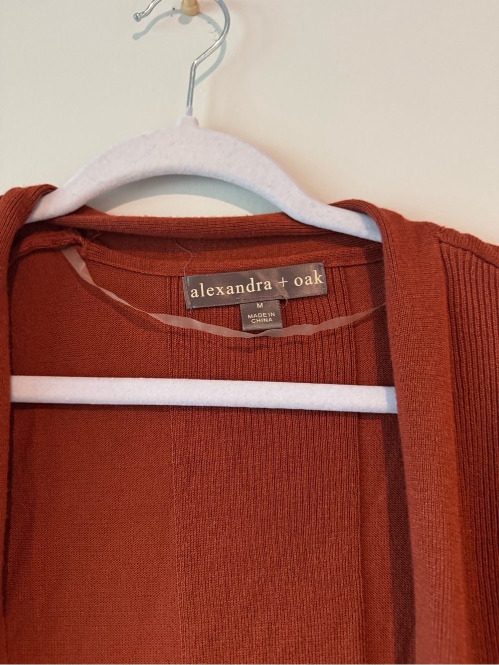 Women’s Rust Ribbed Open-Front Sweater Cardigan - Picture 4 of 4